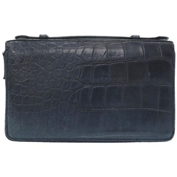 Gucci Travel Case Crocodile Document Case Long Wallet Navy Blue - Picture 1 of 8